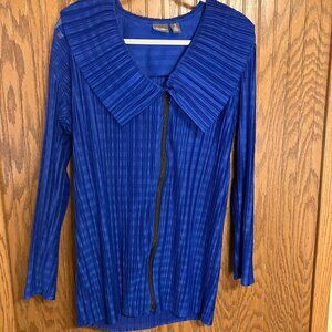 Traveler's Collection by Chicos Blue Zippered Jacket Size 3